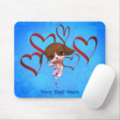 Cute Beagle Puppy Red Hearts gepersonaliseerd Muismat (Met muis)