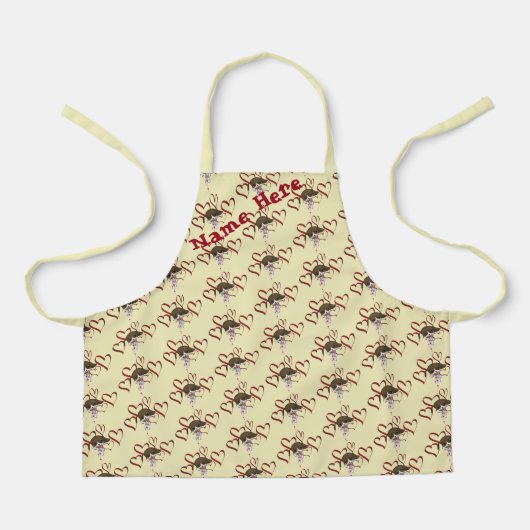 Cute Beagle Puppy Red Hearts gepersonaliseerd Schort (Voorkant)