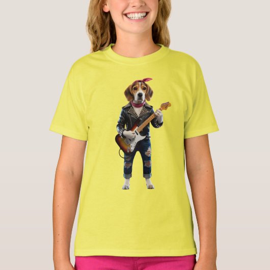 Cute Beagle Rockster Kids T-shirt (Voorkant)