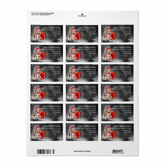 Cute Beagle Santa hat red giftbox festive custom Etiket (Full Sheet)