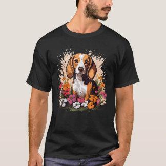 Cute Beagle Spring Flower Garden Beautiful Nature  T-shirt