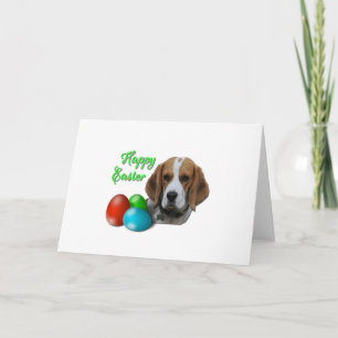 Cute Beagle Tri Colored Celebrory Happy Easter Kaart