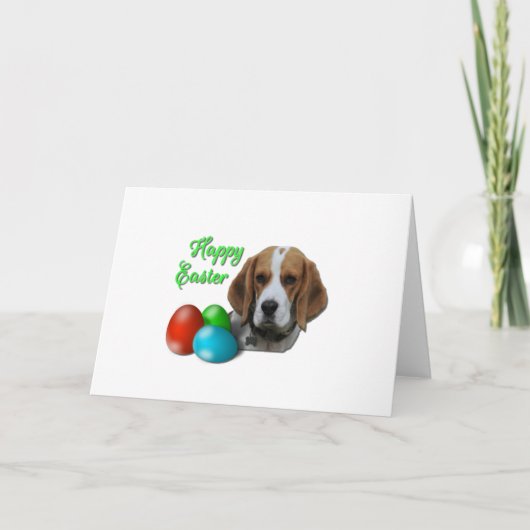 Cute Beagle Tri Colored Celebrory Happy Easter Kaart (Voorkant)