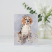 Cute Beagle Waterverf Portret Briefkaart (Staand voorkant)