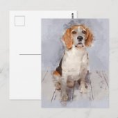 Cute Beagle Waterverf Portret Briefkaart (Voorkant / Achterkant)
