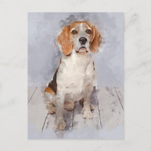 Cute Beagle Waterverf Portret Briefkaart