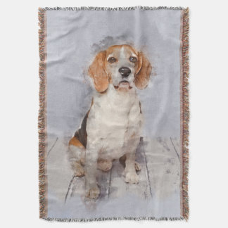 Cute Beagle Waterverf Portret Deken
