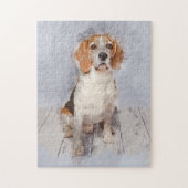 Cute Beagle Waterverf Portret Legpuzzel (Verticaal)