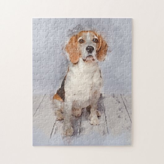 Cute Beagle Waterverf Portret Legpuzzel (Verticaal)