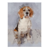 Cute Beagle Waterverf Portret Perfect Poster (Voorkant)