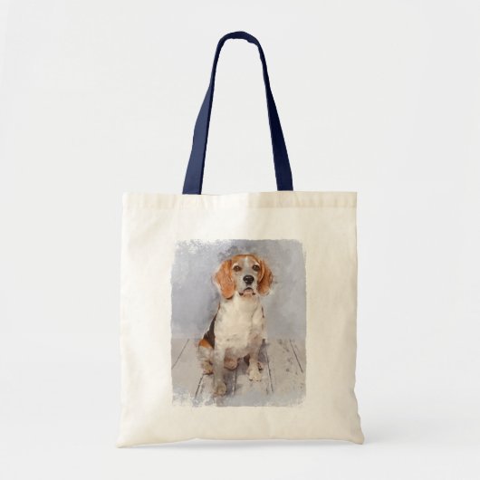 Cute Beagle Waterverf Portret Tote Bag (Voorkant)