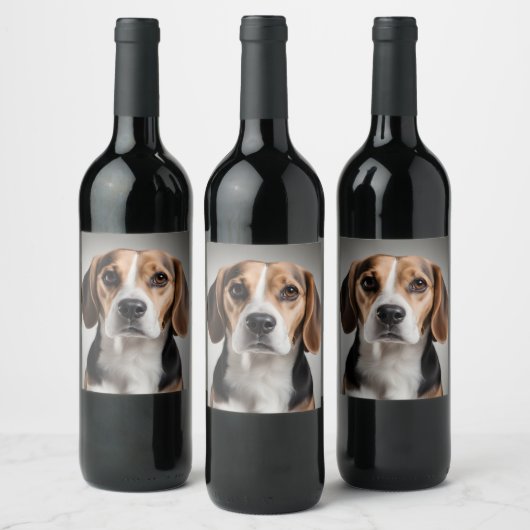 Cute Beagle Wijn Etiket (Flessen)