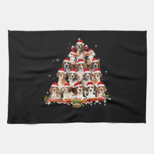 Cute Beagles Kerstboom Hond Kerstman Kerst T-shirt Theedoek