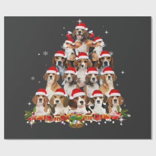 Cute Beagles Kerstboom Hond Sinterklaas Kerst T-sh Cadeaupapier