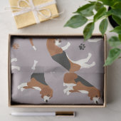 Cute Beagles Paws and Bones Gray Tissuepapier (Geschenk)
