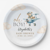 Cute Bear Baby Shower Boy party Papieren Bordje (Voorkant)