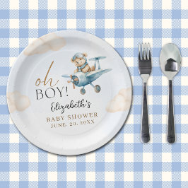 Cute Bear Baby Shower Boy party Papieren Bordje
