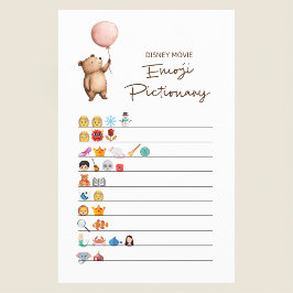 Cute Bear Baby Shower Disney Emoji Game Card Flyer