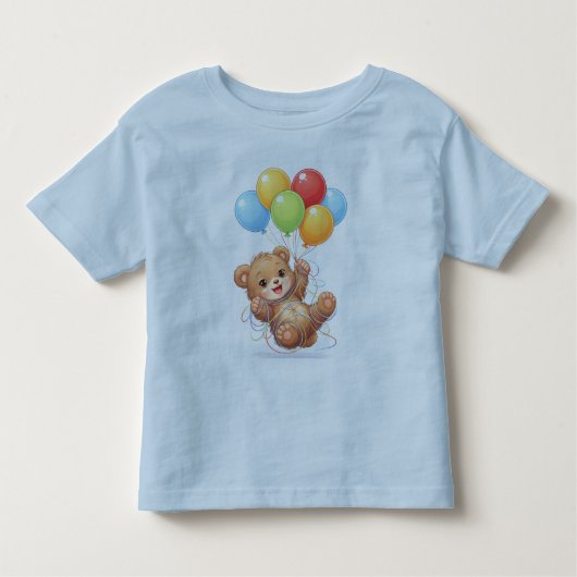Cute Bear Balloon Birthday Toddler T-Shirt (Voorkant)