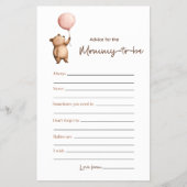 Cute Bear Balloon Mommy-to-be Advice  Flyer (Voorkant)