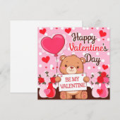Cute bear be my valentine feestdagenkaart (Voorkant / Achterkant)