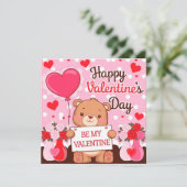 Cute bear be my valentine feestdagenkaart (Staand voorkant)