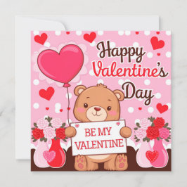 Cute bear be my valentine feestdagenkaart