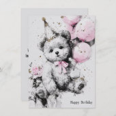 Cute Bear Birthday Card (Voorkant / Achterkant)