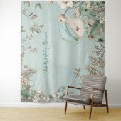 Cute Bear Bloemen Baby Shower Achtergrond landscha Wandkleed (In situ)