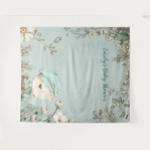 Cute Bear Bloemen Baby Shower Achtergrond portret Wandkleed (Voorkant (horizontaal))