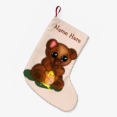 Cute Bear Christmas Stockings Personalized Name Kleine Kerstsok (Voorkant (Hangend))