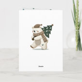 Cute Bear Christmas Tree Drawing Christmas Feestdagen Kaart (Achterkant)