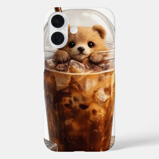 Cute Bear Coffee iPhone Hoesje | Esthetisch Dier  (Achterkant)
