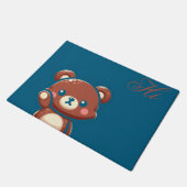 Cute Bear Door Mat – Teal Blue Teddy Bear Entryway (Schuin)