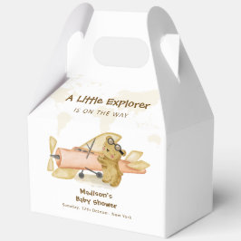 Cute Bear Explorer World Map Airplane Baby Shower  Bedankdoosjes