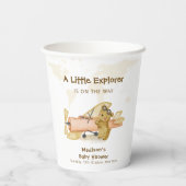 Cute Bear Explorer World Map Airplane Baby Shower  Papieren Bekers (Achterkant)