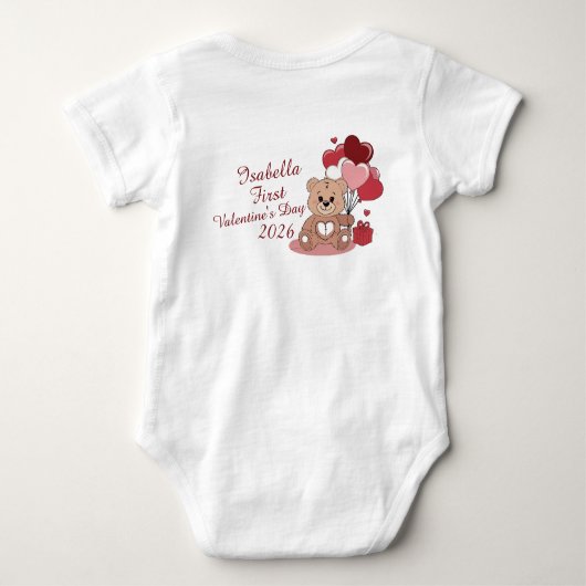 Cute Bear First Valentine's Day 2026 Personalized  Romper (Achterkant)