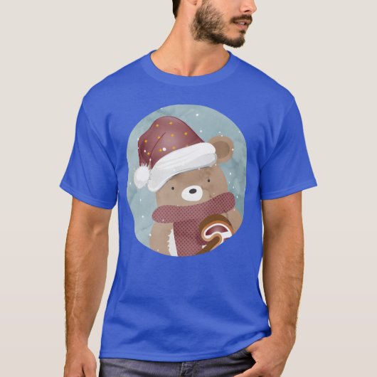 cute bear for christmas with christmas hat retro t-shirt (Voorkant)
