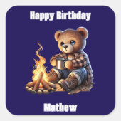Cute bear for Father's Day or Birthday Vierkante Sticker (Voorkant)