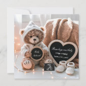 Cute Bear Gender Neutral Baby Announcement Kaart (Voorkant)