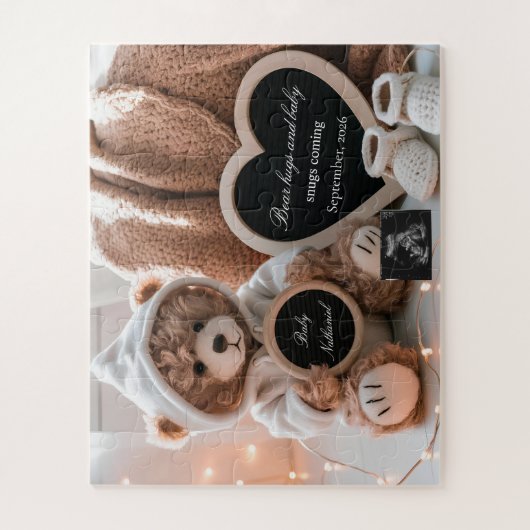 Cute Bear Gender Neutral Baby Announcement Legpuzzel (Verticaal)