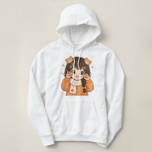 Cute Bear Girl Hoodie Cozy Anime Style Sweatshirt (Design voorkant)