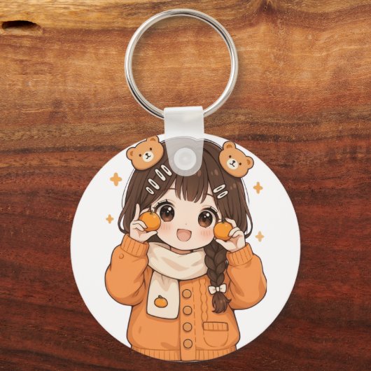 Cute bear girl keychain kawaii anime accessory (Voorkant)