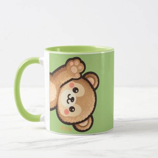 Cute Bear Green Mug | Kawaii Coffee Cup Mok (Links)
