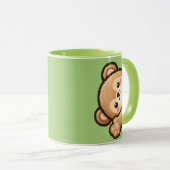 Cute Bear Green Mug | Kawaii Coffee Cup Mok (Voorkant rechts)