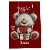 Cute Bear Happy Valentines Day Script Name  Medium Cadeauzakje (Achterkant)