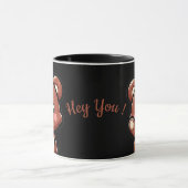 Cute Bear Hey You Mug | Kawaii Black Coffee Cup Mok (Midden)