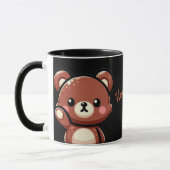 Cute Bear Hey You Mug | Kawaii Black Coffee Cup Mok (Links)