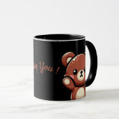 Cute Bear Hey You Mug | Kawaii Black Coffee Cup Mok (Voorkant rechts)