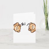 Cute Bear Hi Folded Card | Kawaii Invitation (Voorkant)